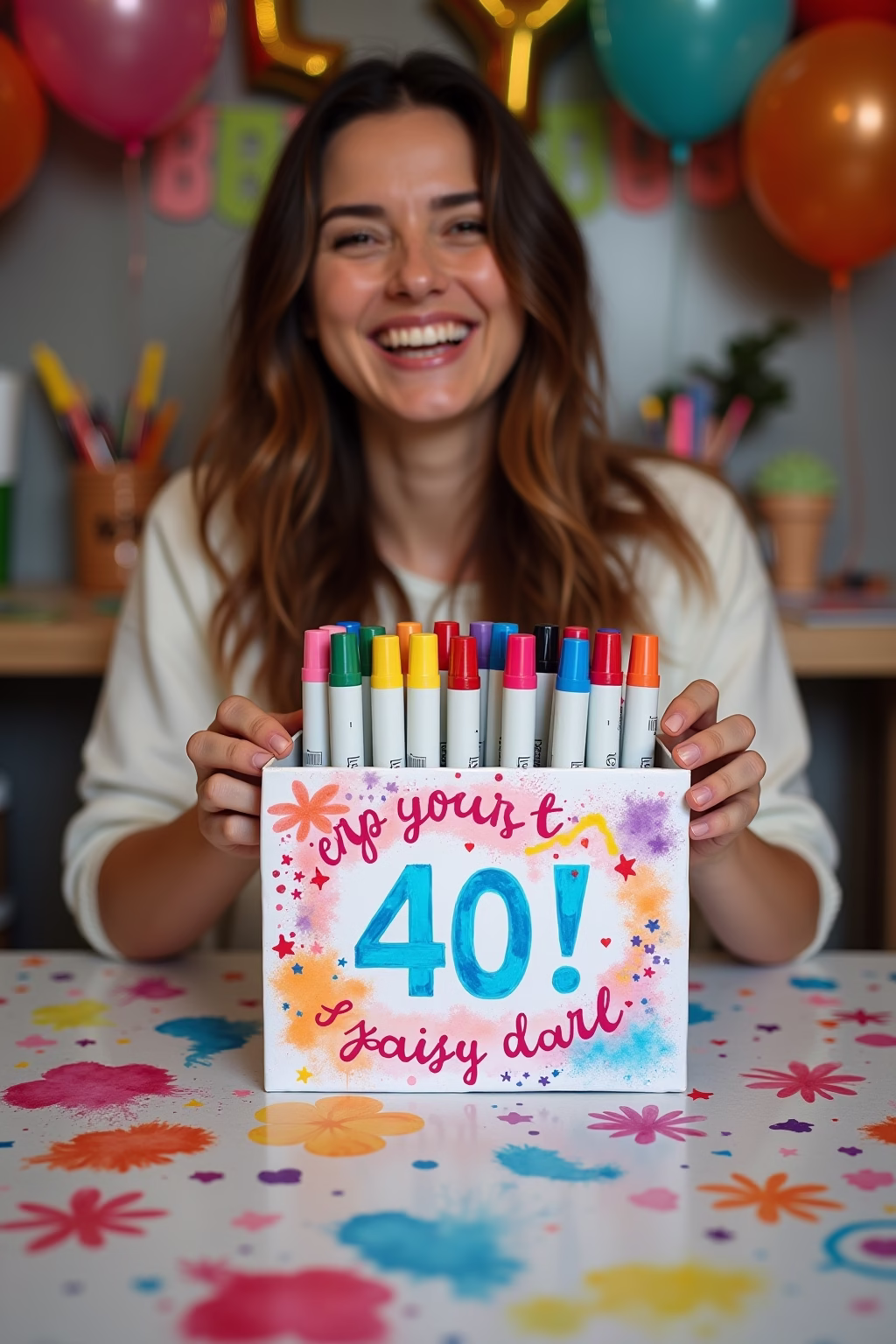 lustige selbstgemachte geschenk 40 geburtstag frau basteln outline 5